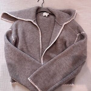 Miou Muse Gray Ribbed Women's Cardigan